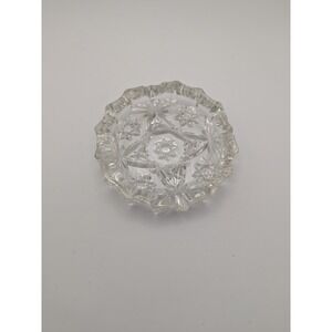 Vintage Crystal Anchor Hocking Clear Cut Glass Ashtray 4.25" 4 Slots Star David